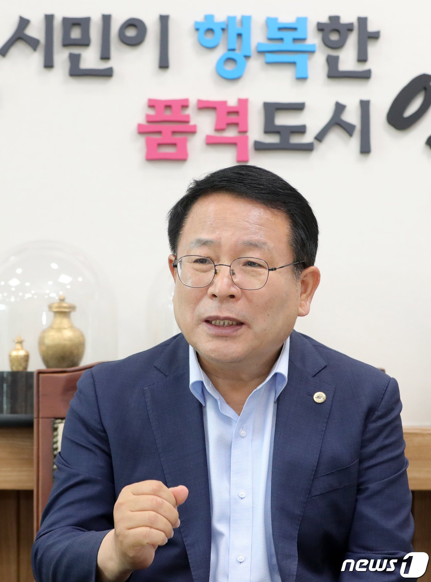 본문 이미지 - 정헌율 익산시장이 전북 익산시 익산시청에서 뉴스1 전북취재본부와 인터뷰를 하고 있다. ⓒ News1 유경석 기자