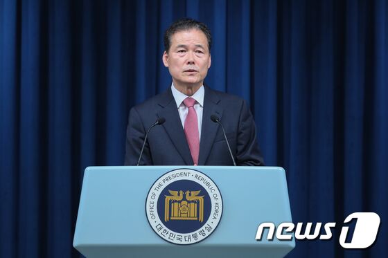 김영호 신임 통일부 장관 후보자가 29일 오전 용산 대통령실 브리핑룸에서 내정 소감을 밝히고 있다.2023.6.29/뉴스1 © News1 안은나 기자