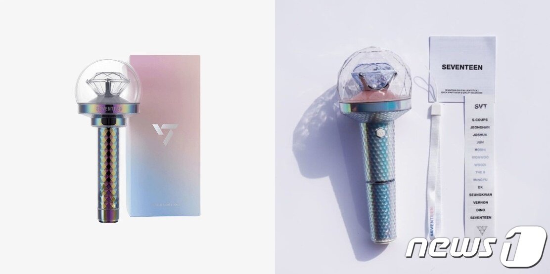 본문 이미지 - 세븐틴 공식 응원봉 &#39;버전3&#39;&#40;왼쪽&#41;과 &#39;버전2&#39; &#40;출처: 온라인쇼핑몰&#41;