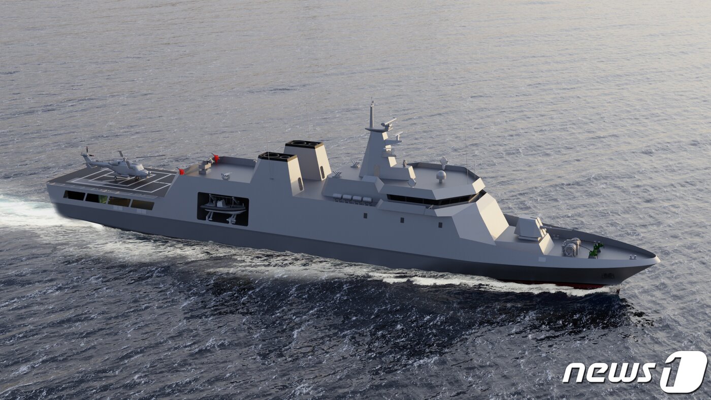 본문 이미지 - HD현대중공업이 2022년 필리핀 국방부로부터 수주한 원해경비함 조감도.(HD현대중공업 제공)
