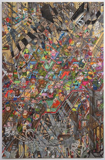 본문 이미지 - 김훈규, 다소 불안한 요가 동호회, 2023, 비단에 채색, 175&times;115cm (서울시립미술관 제공) 