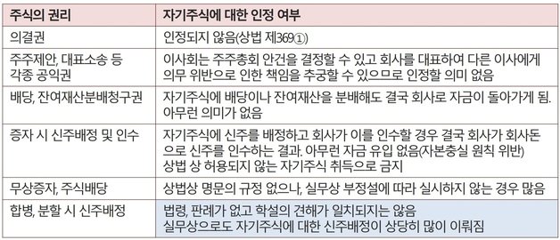 자사주는 일반 주식과 달리 대부분의 권한이 허용되지 않는다&#40;금융위원회 제공&#41; ⓒ News1 강은성 기자