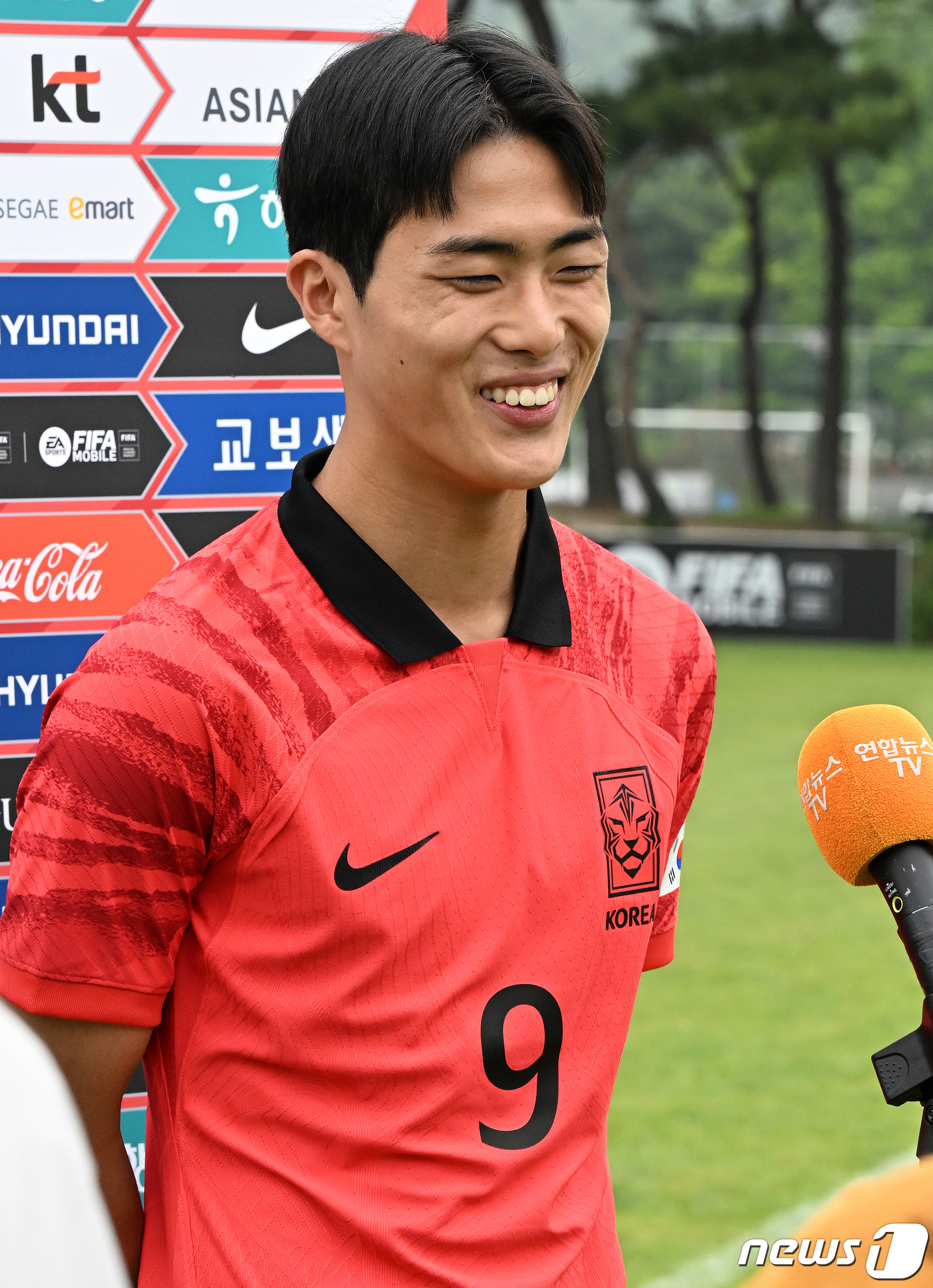(파주=뉴스1) 김진환 기자 = 17세 이하(U-17) 남자 축구대표팀 주장이자 공격수인 김명준이 7일 오후 경기도 파주 축구국가대표트레이닝센터(NFC)에서 열린 미디어데이에서 취 …