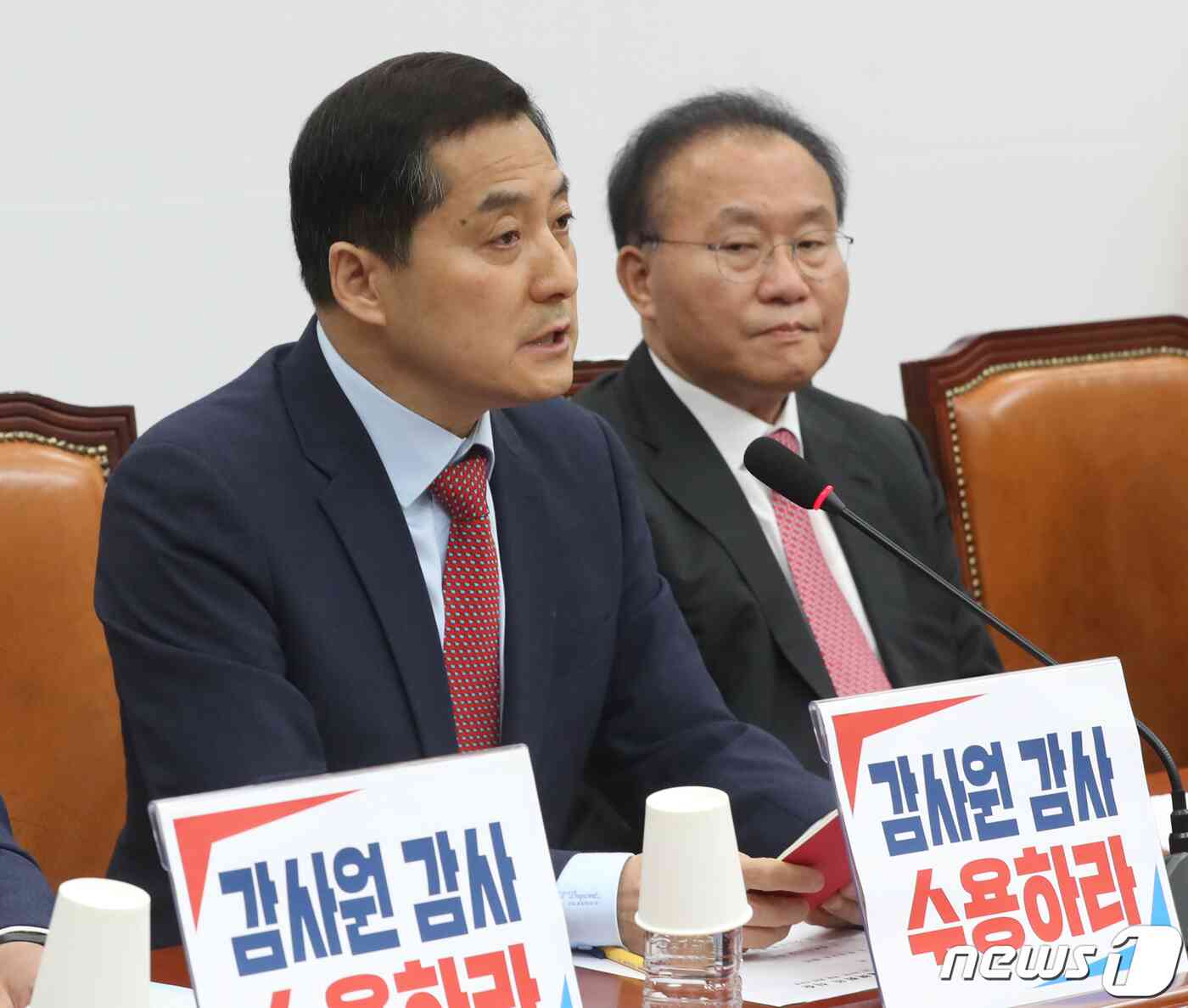 박대출 국민의힘 정책위의장이 9일 오전 서울 여의도 국회에서 열린 원내대책회의에서 발언을 하고 있다. 2023.6.9/뉴스1 © News1 송원영 기자