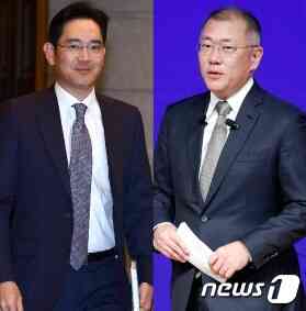 이재용 삼성전자 회장(왼쪽), 정의선 현대차그룹 회장(오른쪽) 