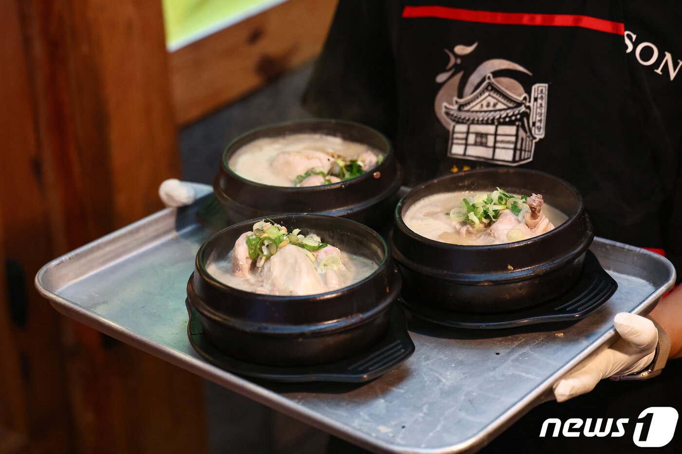 본문 이미지 - 서울 시내 한 삼계탕 전문식당에서 직원이 삼계탕을 나르고 있다.(자료사진) (공동취재) 2023.7.10/뉴스1 ⓒ News1 김도우 기자