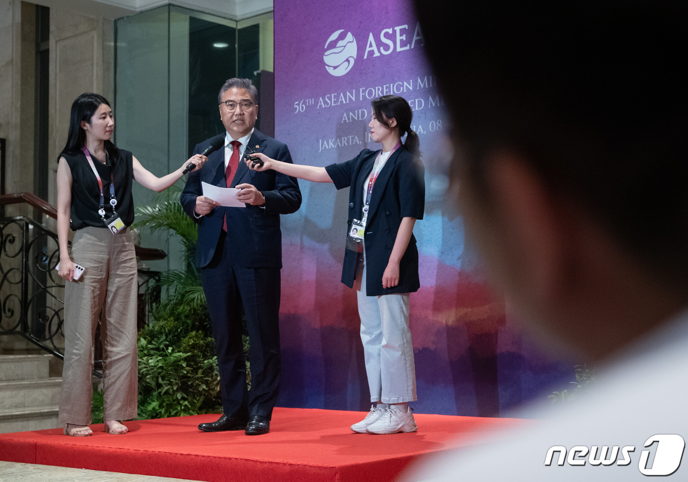 (자카르타(인도네시아)=뉴스1) 이재명 기자 = 박진 외교부 장관이 12일 오후 인도네시아 자카르타 샹그릴라호텔에서 동남아시아국가연합(ASEAN·아세안) 관련 외교장관회의 참석을 …