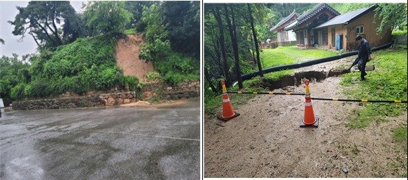 본문 이미지 - 경북 영주 부석사 호우 피해 모습. (문화재청 제공) 