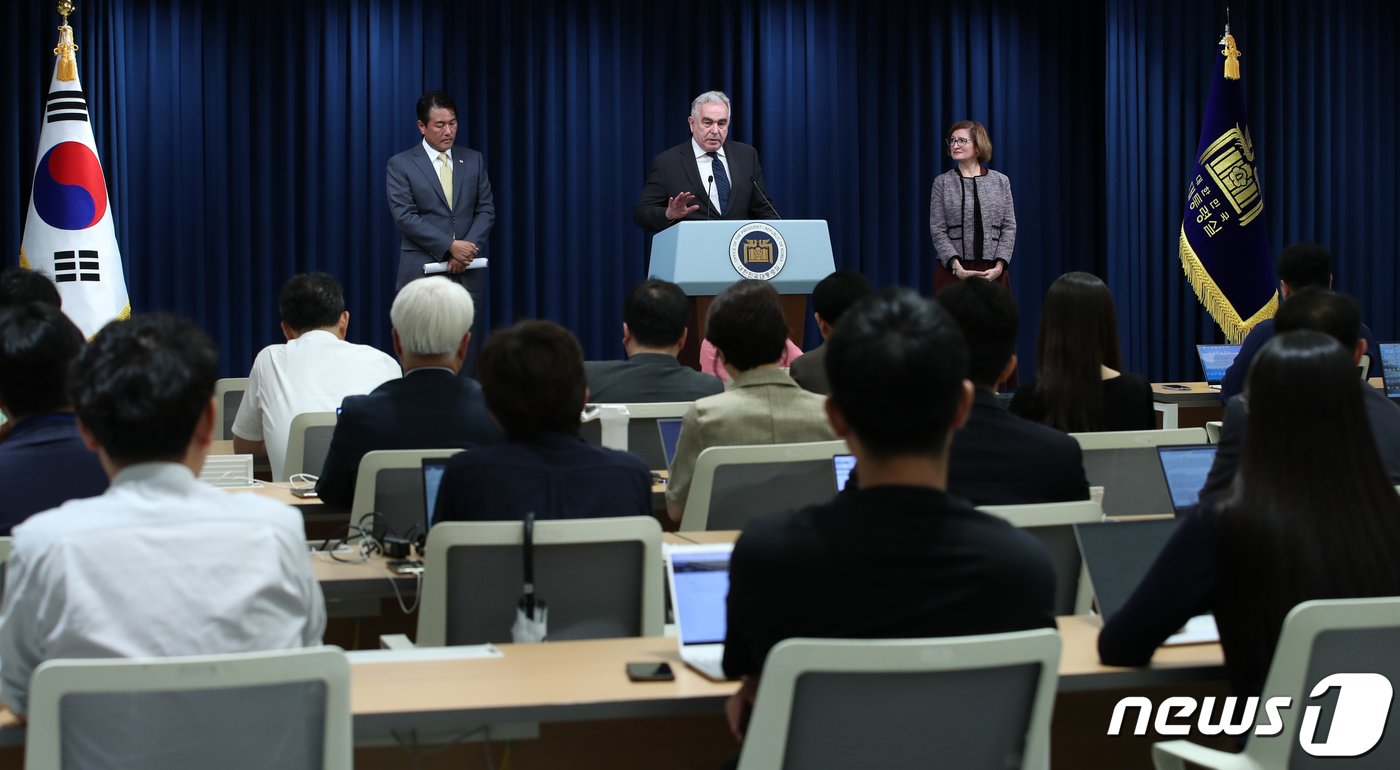 본문 이미지 -  한미 핵협의그룹(NCG) 출범 회의 관련 공동 기자회견. 2023.7.18/뉴스1 ⓒ News1 오대일 기자