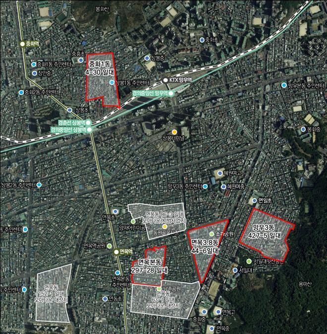 본문 이미지 - 중랑구 중화1동 모아타운 사업지(서울시 제공).