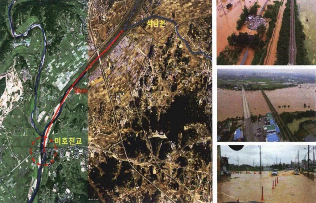 본문 이미지 - 2017년 7월 미호천교 주변 침수피해 상황.(용역보고서 갈무리) / 뉴스1 