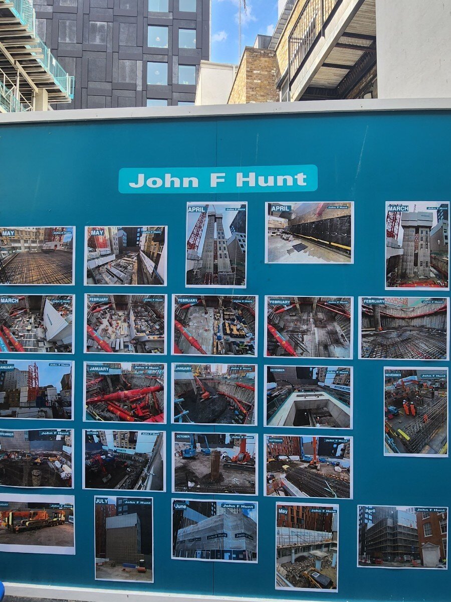 본문 이미지 - GS건설 자회사인 엘리먼츠 유럽이 영국 런던에 23층 높이의 모듈러 호텔을 짓고 있다. 사진은 월별 공정 과정. ⓒ News1 전준우 기자