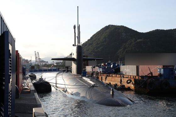 19일 부산 해군작전기지에 정박 중인 미 해군 '오하이오'급 핵추진 탄도유도탄 잠수함(SSBN) '켄터키'(SSBN-737).(국방일보 제공)