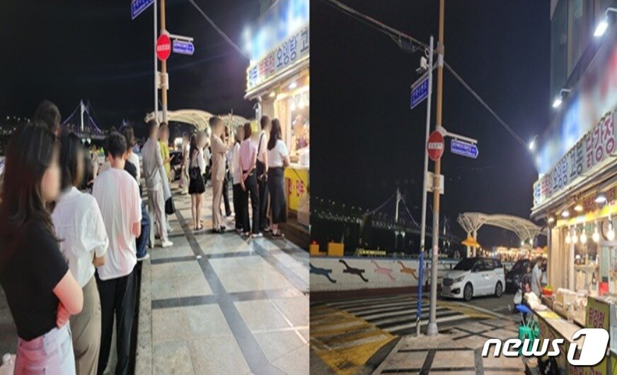 본문 이미지 - 민락수변공원의 금주구역 지정 일주일 전 인근 분식점 앞은 손님들로 가득했으나 금주 관리·단속 첫날인 1일 휑한 모습이다. 2023.7.2/뉴스1 ⓒ News1 조아서 기자