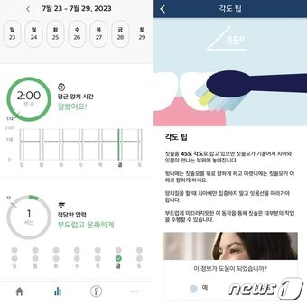 본문 이미지 - 필립스 소닉케어 다이아몬드클린 9000 제품을 작동하는 모습 ⓒ News1 이민주 기자
