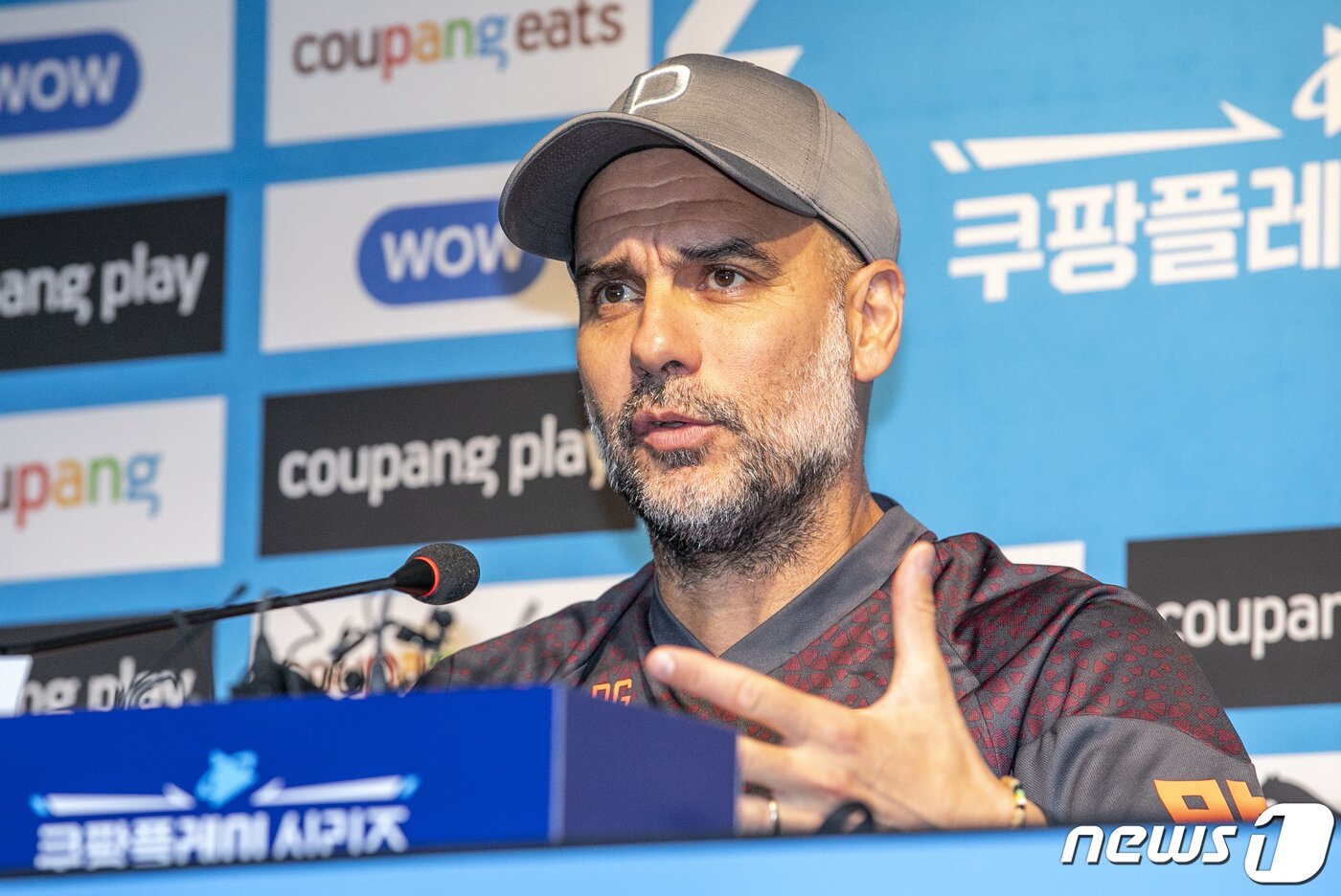 본문 이미지 - 펩 과르디올라 맨체스터 시티 감독이 29일 오후 서울 마포구 상암동 서울월드컵경기장에서 스페인 프리메라리그 아틀레티코 마드리드와 경기를 앞두고 열린 기자회견에서 취재진 질문에 답변하고 있다. 2023.7.29/뉴스1 ⓒ News1 김도우 기자