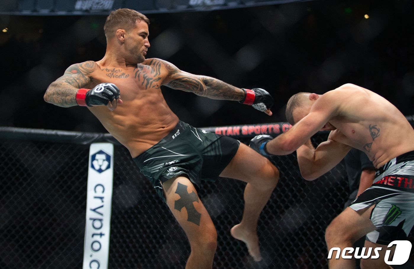 본문 이미지 - 하이킥으로 포이리에를 꺾은게이치.  ⓒ AFP=뉴스1