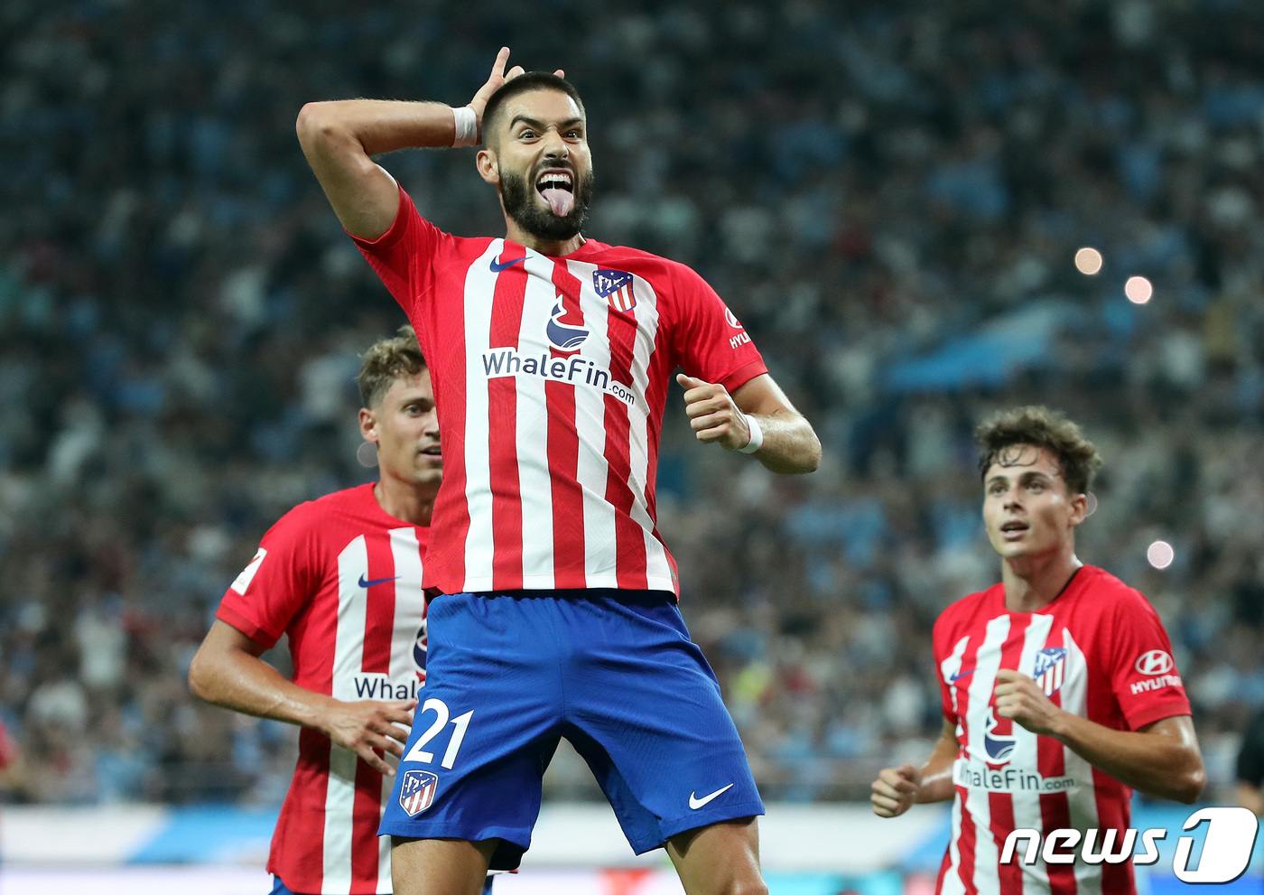 (서울=뉴스1) 이동해 기자 = 30일 서울 마포구 서울월드컵경기장에서 열린 쿠팡플레이 시리즈 2차전 아틀레티코 마드리드와 맨체스터 시티 FC의 경기 후반전에서 아틀레티코 마드리드 …