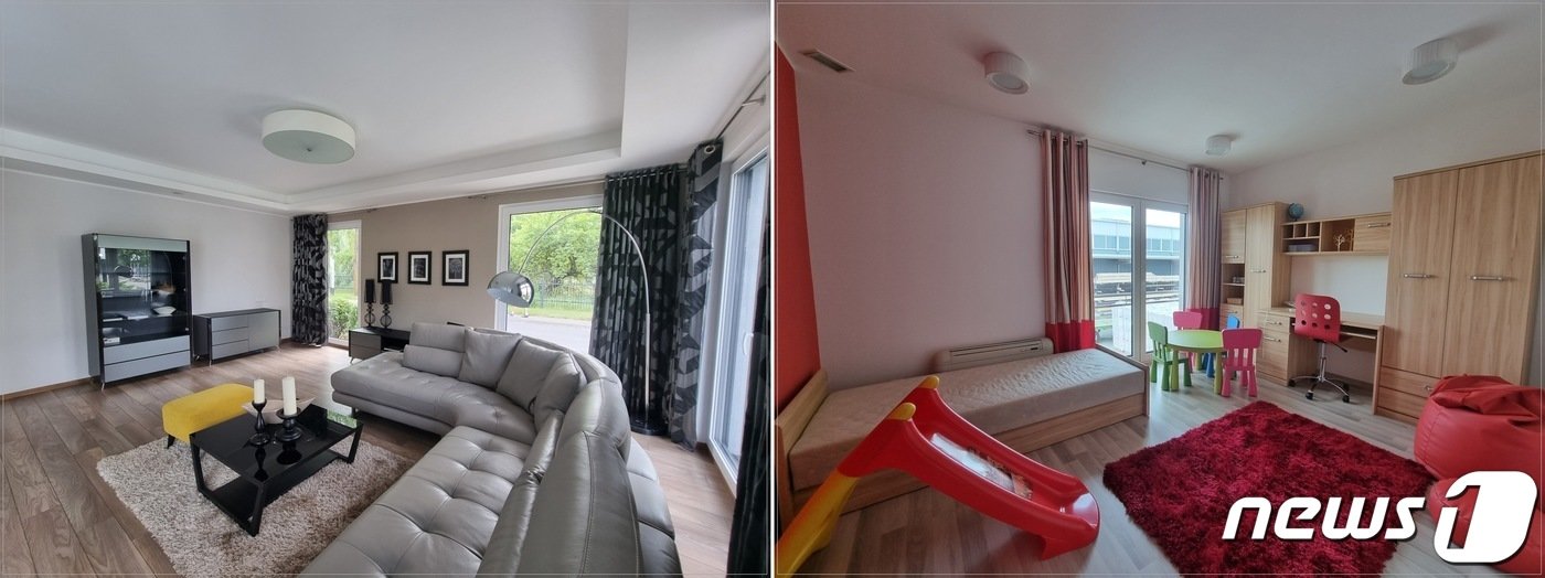 본문 이미지 - 단우드 제1공장에 위치한 모듈러주택 견본주택 내부 모습. 2023. 7. 24 .뉴스1 ⓒ News1 박기현 기자