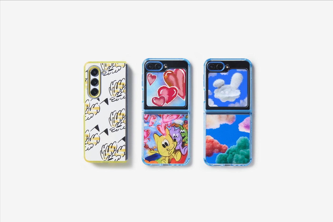 본문 이미지 - (왼쪽부터) 하이다나 작가, 이은 작가, 오예슬 작가가 참여한  '아티스트 콜라보 케이스'. (삼성전자 제공)