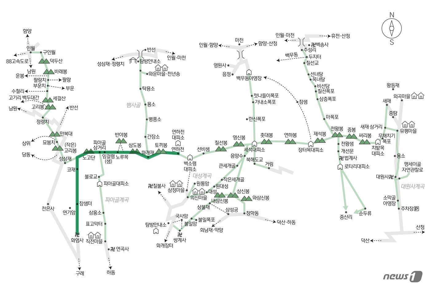 본문 이미지 -  지리산 주요 등산로. ⓒ 뉴스1