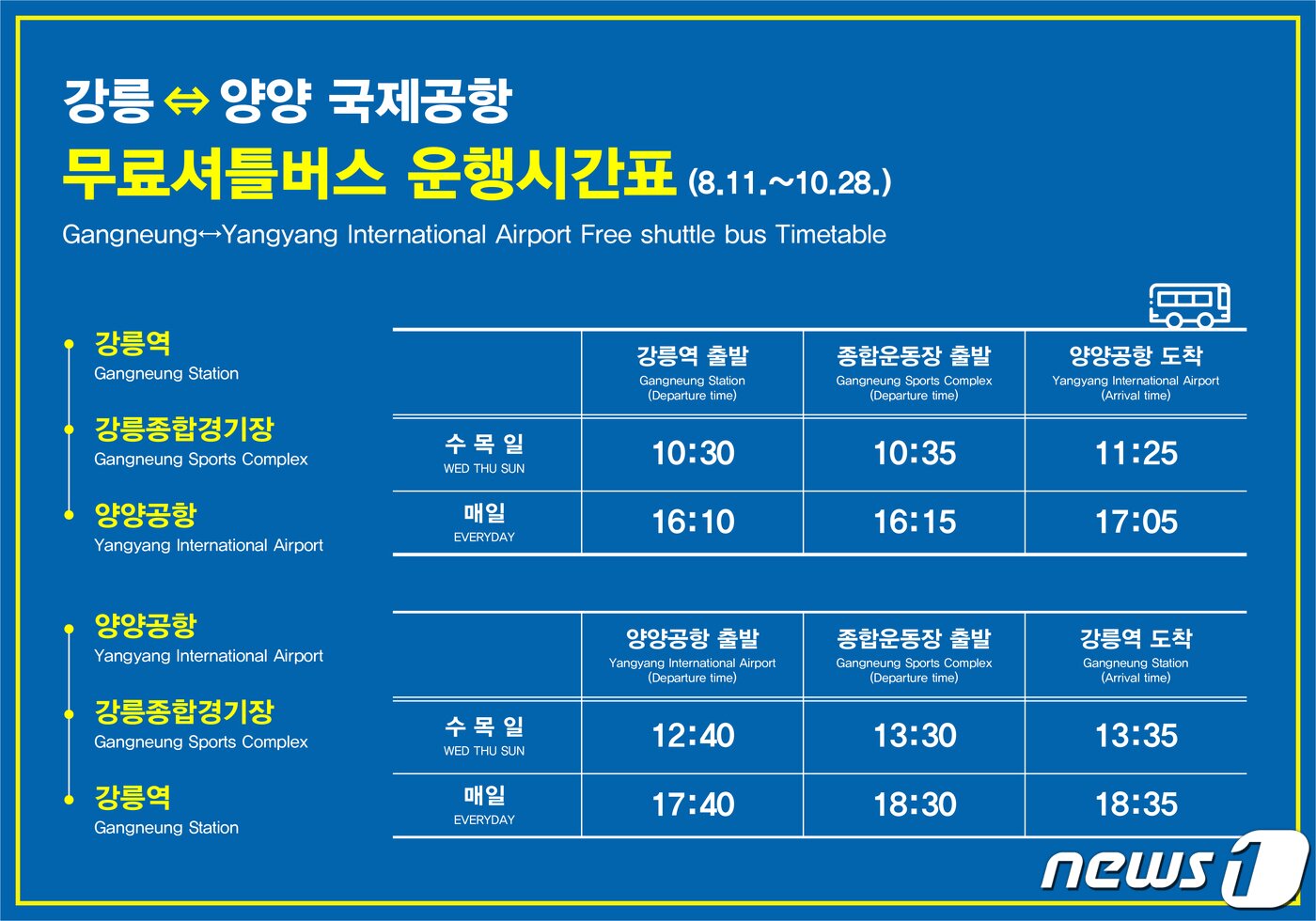 본문 이미지 - 양양국제공항 순환버스 시간표.(강릉시 제공) 2023.8.16/뉴스1