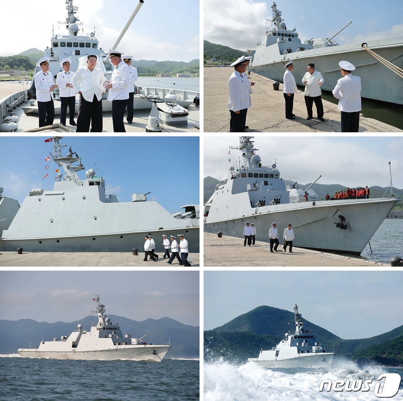 본문 이미지 - (평양 노동신문=뉴스1) = 북한 노동당 기관지 노동신문은 지난해 8월 21일 김정은 총비서가 오중흡 7연대 칭호를 수여 받은 조선인민군 해군동해함대 근위 제2수상함 전대를 시찰하고, 경비함 해병들의 전략순항미사일 발사 훈련을 참관했다고 보도했다.[국내에서만 사용가능. 재배포 금지. DB 금지. For Use Only in the Republic of Korea. Redistribution Prohibited] rodongphoto@news1.kr