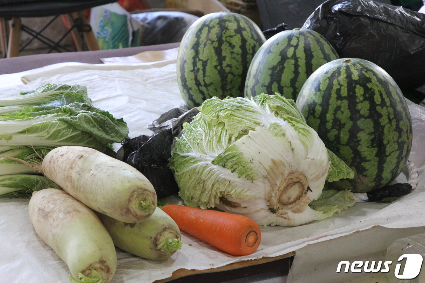 본문 이미지 -  밭에서 직접 수확한 채소와 과일은 대형마트에 진열된 상품들과 달리 투박하고 소박하지만 어딘지 모르게 손이 간다./뉴스1