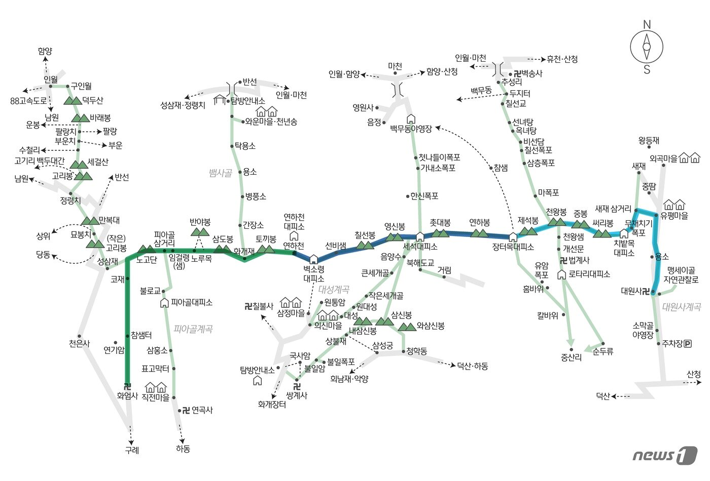 본문 이미지 - 지리산 주요 등산로 