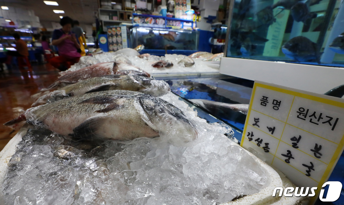 (서울=뉴스1) 김성진 기자 = 일본 정부가 후쿠시마 제1원전 방사성 오염수 방류를 결정한 22일 오전 서울 동작구 노량진수산시장이 한산한 모습을 보이고 있다.기시다 후미오(岸田文 …