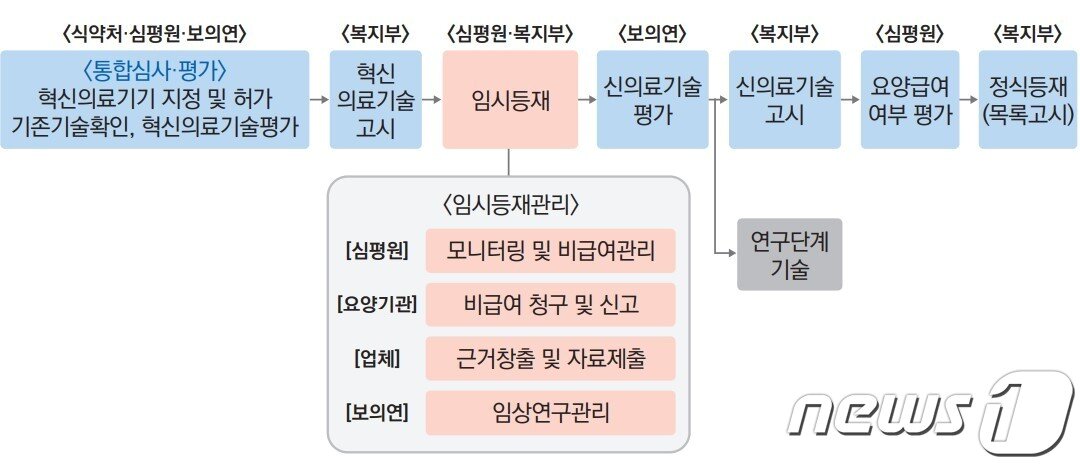 본문 이미지 - 디지털치료기기 건강보험 임시등재 절차./&#40;자료 건강보험심사평가원&#41;