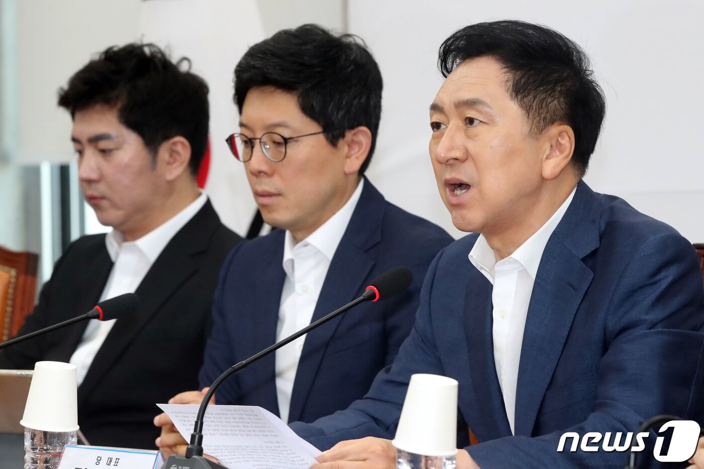 본문 이미지 - 김기현 국민의힘 대표가 7일 오전 서울 여의도 국회에서 열린 최고위원회의에서 모두발언을 하고 있다. 2023.8.7/뉴스1 ⓒ News1 황기선 기자