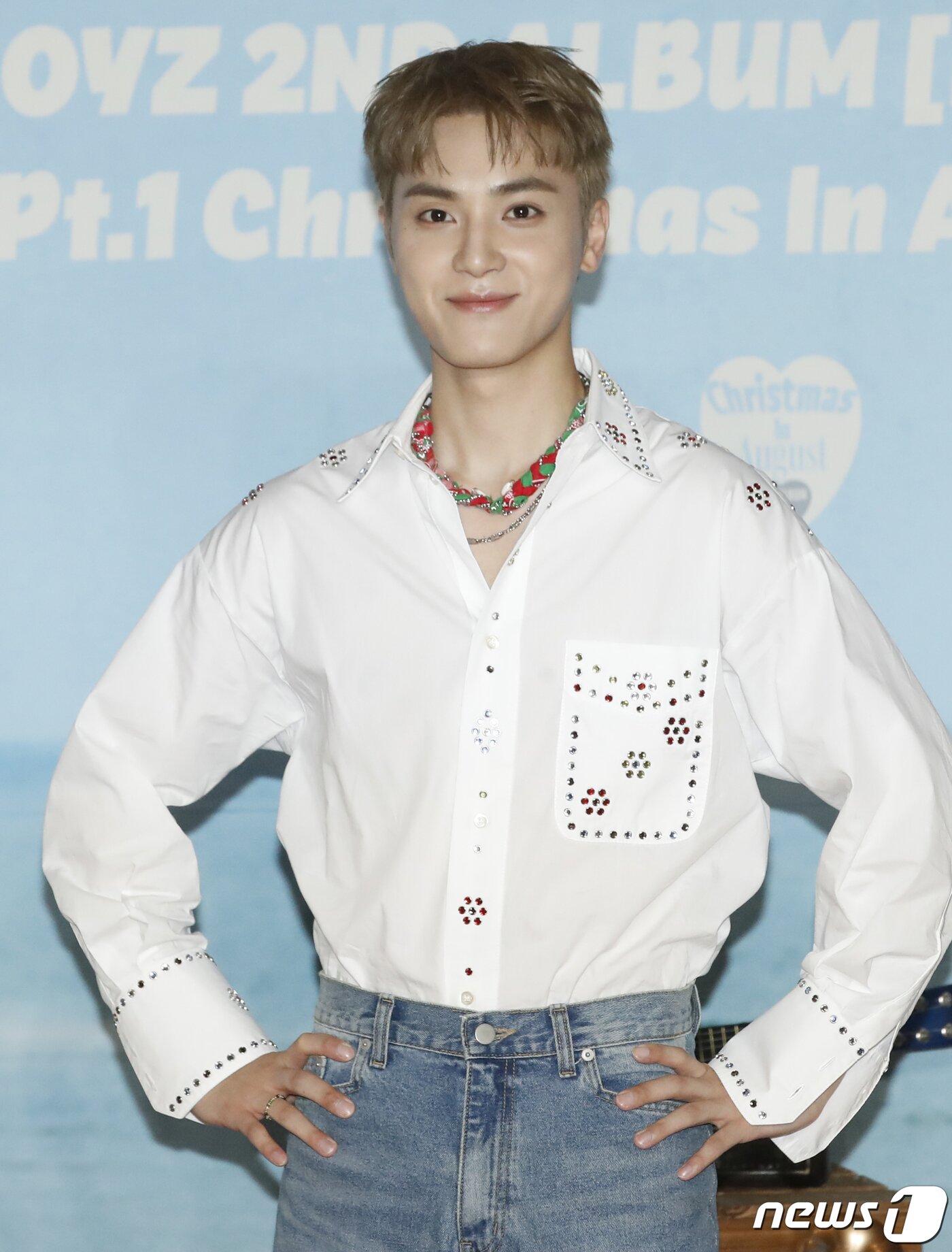 본문 이미지 - 그룹 더보이즈(THE BOYZ) 주학년이 7일 오후 서울 영등포구 CGV 영등포에서 진행된 정규 2집 ‘판타지(PHANTASY)’ 발매 기념 기자간담회에서 포즈를 취하고 있다. 2023.8.7/뉴스1 ⓒ News1 권현진 기자