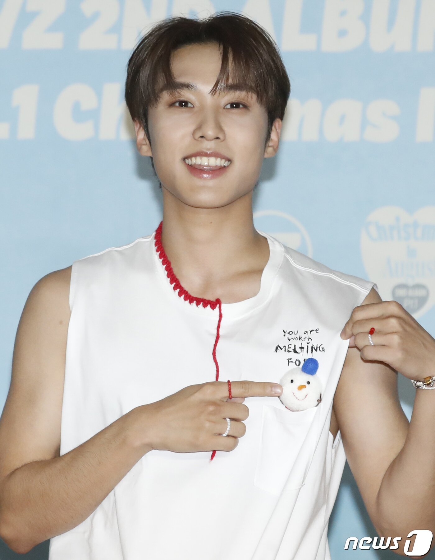 본문 이미지 - 그룹 더보이즈(THE BOYZ) 제이콥이 7일 오후 서울 영등포구 CGV 영등포에서 진행된 정규 2집 ‘판타지(PHANTASY)’ 발매 기념 기자간담회에서 포즈를 취하고 있다. 2023.8.7/뉴스1 ⓒ News1 권현진 기자