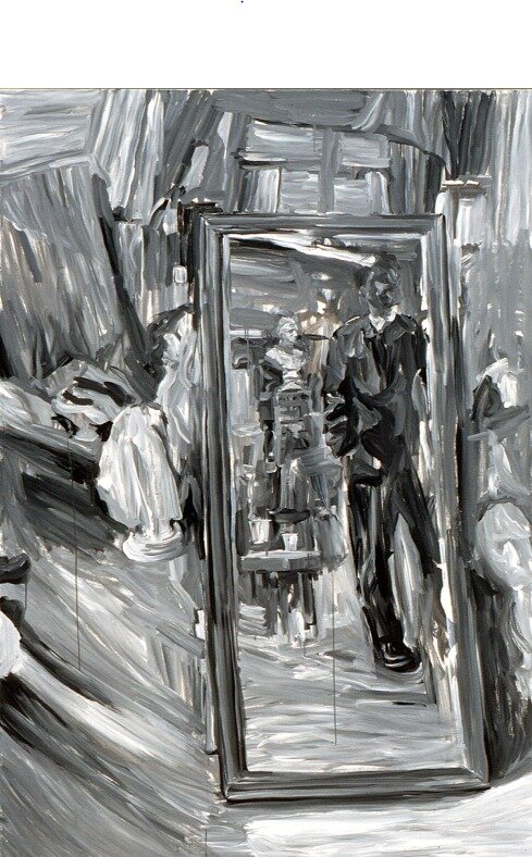 본문 이미지 - 최진욱, 그림의 시작, Beginning of the Painting, 1990, Acrylic on canvas, 195x130cm (누크갤러리 제공) 