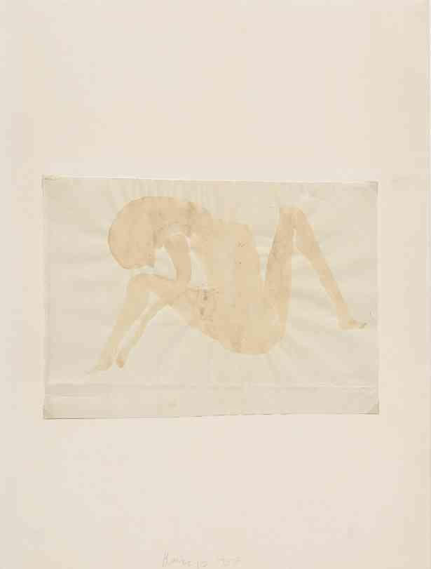 요셉 보이스, 무제, 1954. 하단 가장자리에 긴 판지가 부착된 판지 위 덧댄 종이에 수채. 52.5 x 38 cm (20.67 x 14.96 in). 사진: Eva Herzog 