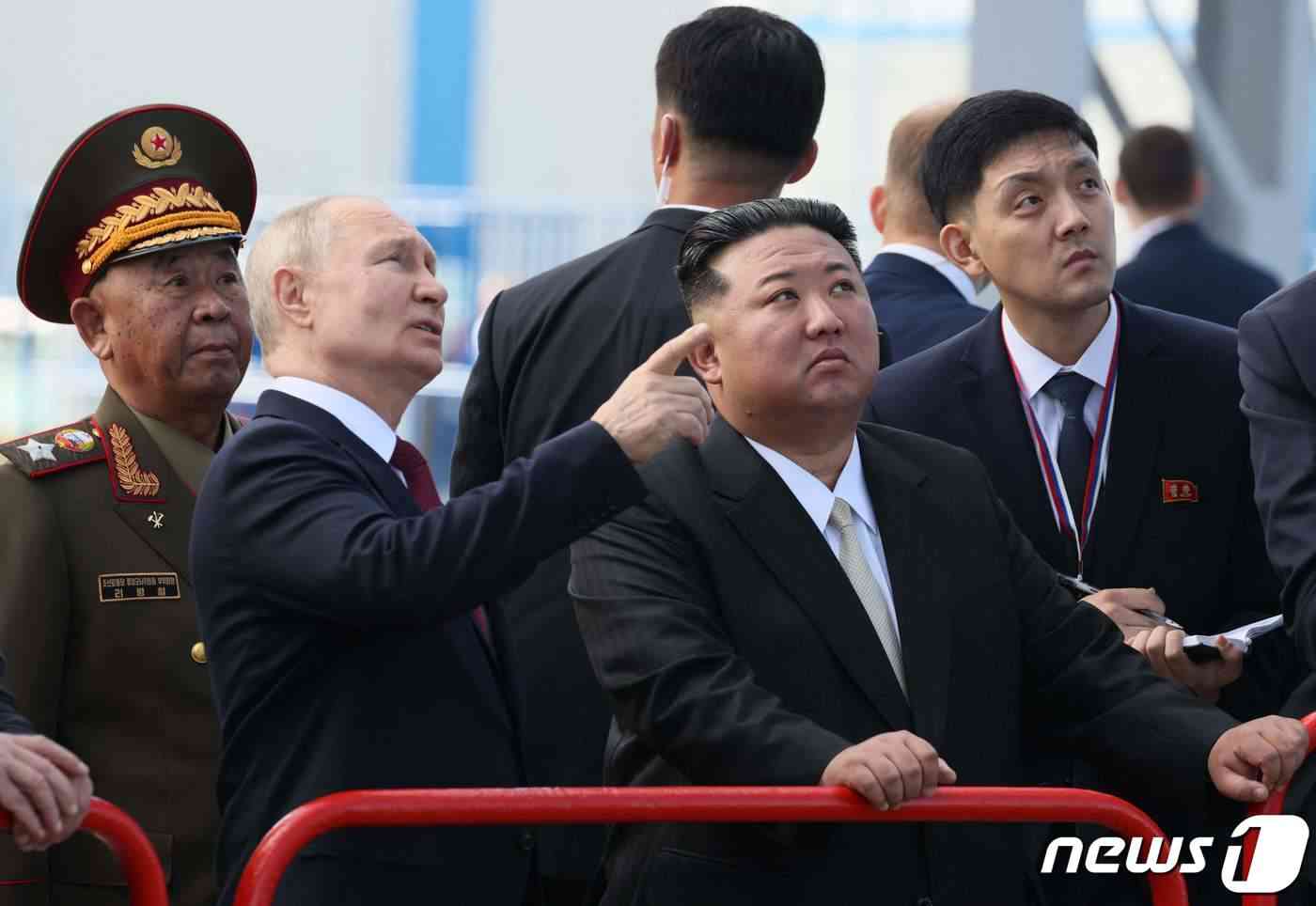 김정은 북한 노동당 총비서, 블라디미르 푸틴 러시아 대통령.© AFP=뉴스1 © News1 우동명 기자