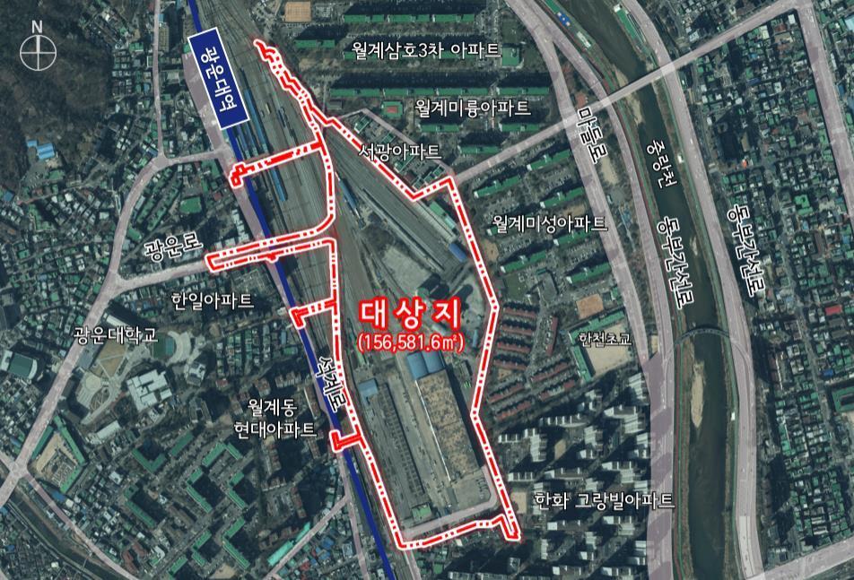 본문 이미지 - 광운대역 물류부지 위치도(서울시 제공)