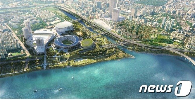 본문 이미지 -  국제교류복합지구 수변생태 여가문화공간 조성(안) 조감도. (서울시 제공)  