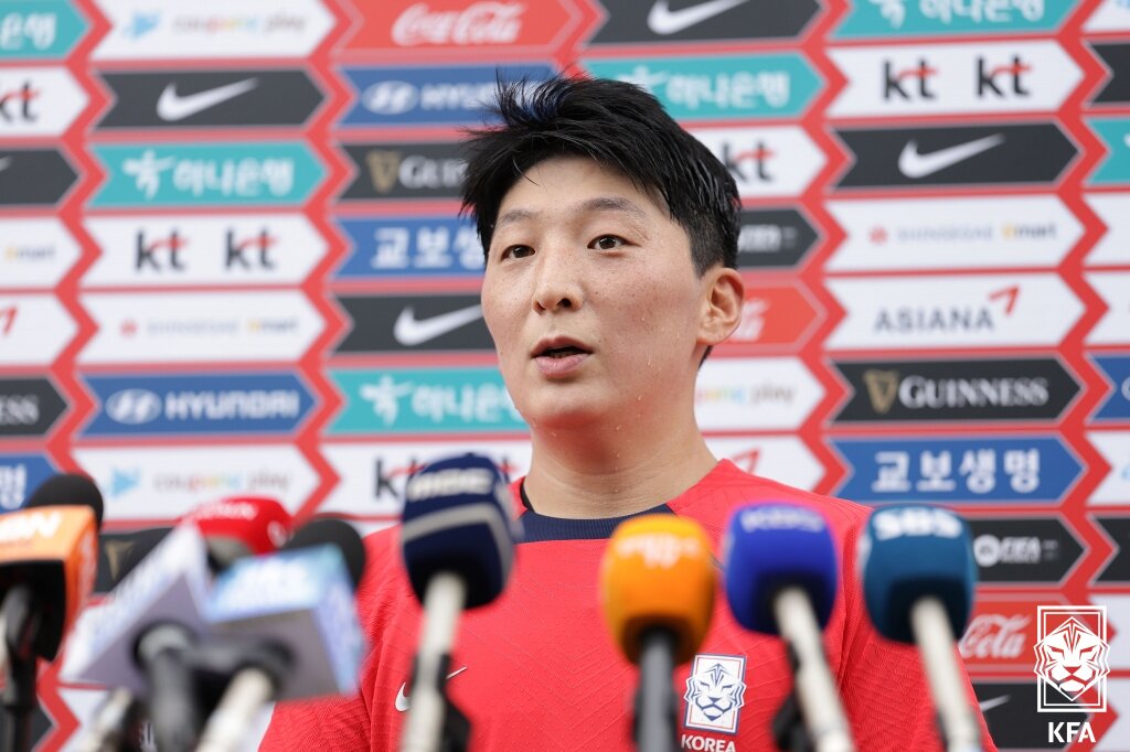 본문 이미지 - 항저우 아시안게임 여자 축구 대표팀의 박은선이 18일 경기 파주시 축구국가대표트레이닝센터(NFC)에서 인터뷰를 하고 있다. (대한축구협회 제공) 2023.9.18/뉴스1