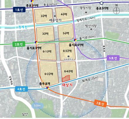 세운지구 6-4구역 정비계획 변경 대상지&#40;서울시 제공&#41;.