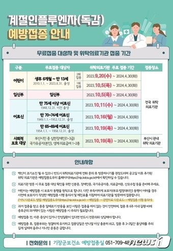 부산 기장군 인플루엔자 국가예방접종 안내 포스터&#40;기장군청 제공&#41;