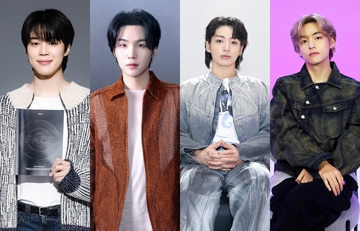 본문 이미지 - 방탄소년단 지민, 슈가, 정국, 뷔(왼쪽부터, 빅히트뮤직 제공)