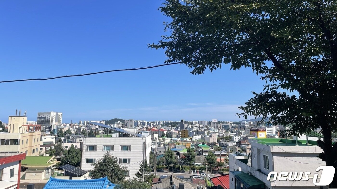 본문 이미지 - 제2회 강릉국제아트페스티벌이 열리는 강릉시립미술관에서 바라본 풍경. 강릉 시내와 멀리 바다가 한눈에 들어온다. 2023.9.22/뉴스1 ⓒ 뉴스1 김일창 기자