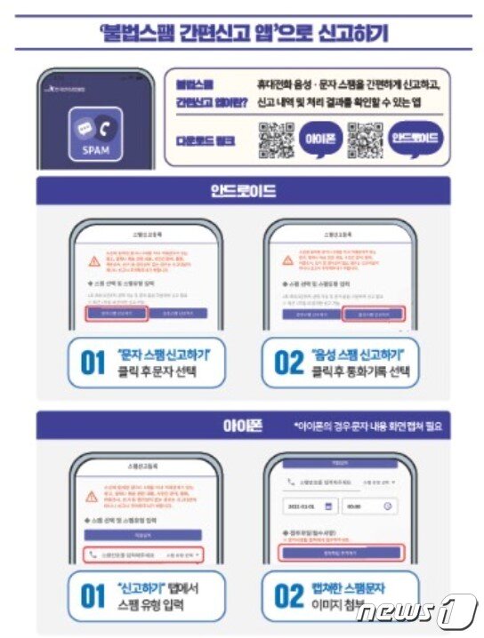 본문 이미지 - '불법스팸 간편신고앱'을 활용하는 법(KISA '불법대응신고센터' 홈페이지 갈무리)
