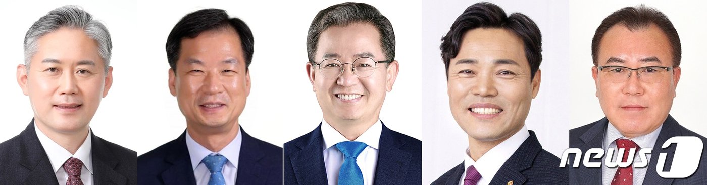 본문 이미지 - 22대 국회의원 선거 광주 광산갑 출마예정자. 국민의힘 김정현, 민주당 박균핵, 이용빈, 진보당 정희성, 정의당 황경순.(가나다순)/뉴스1 ⓒ News1 박준배 기자