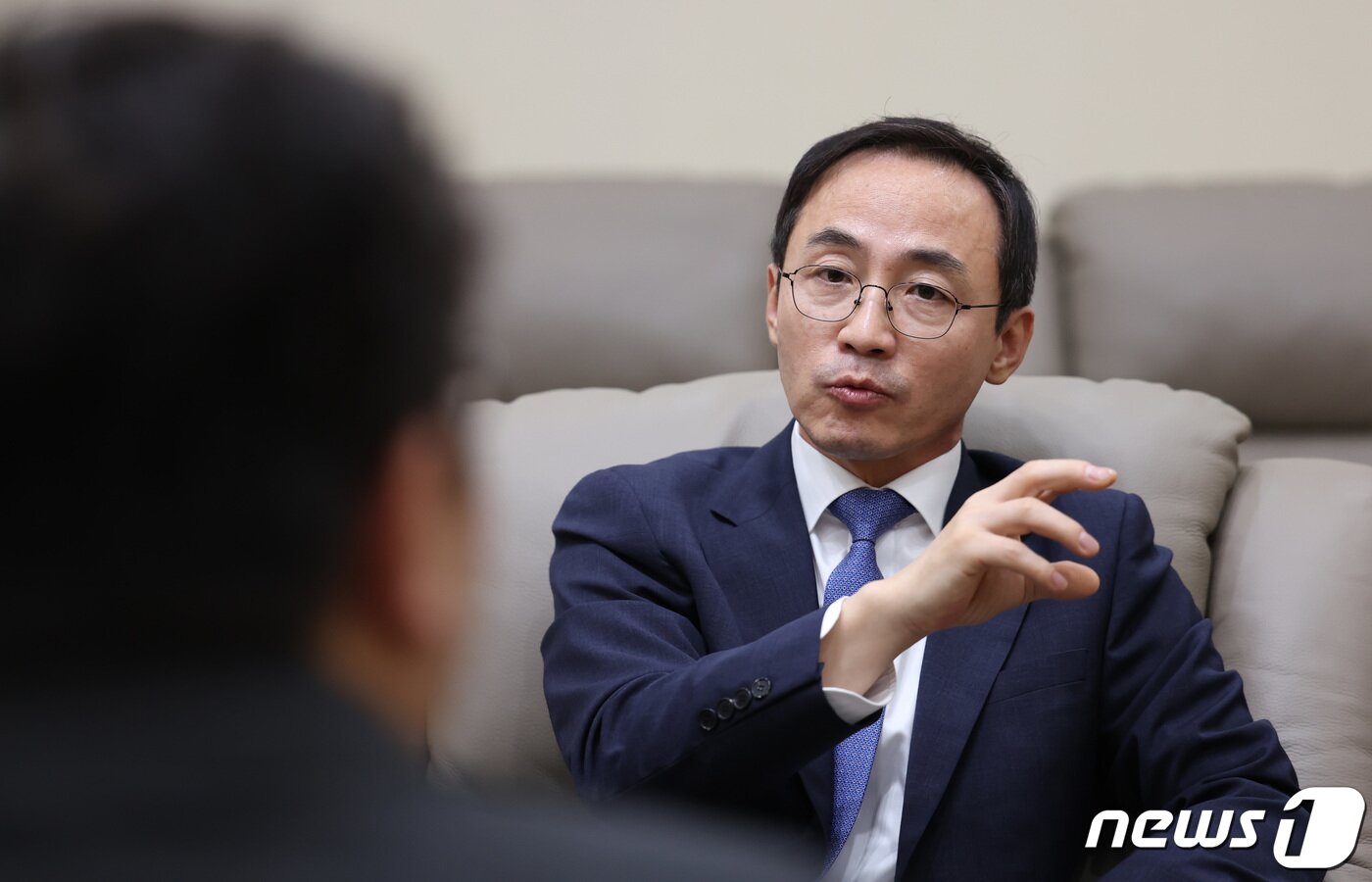 본문 이미지 - 김오진 국토교통부 1차관이 6일 경기 고양시 킨텍스에서 인터뷰를 하고 있다. 2023.9.6/뉴스1 ⓒ News1 김민지 기자