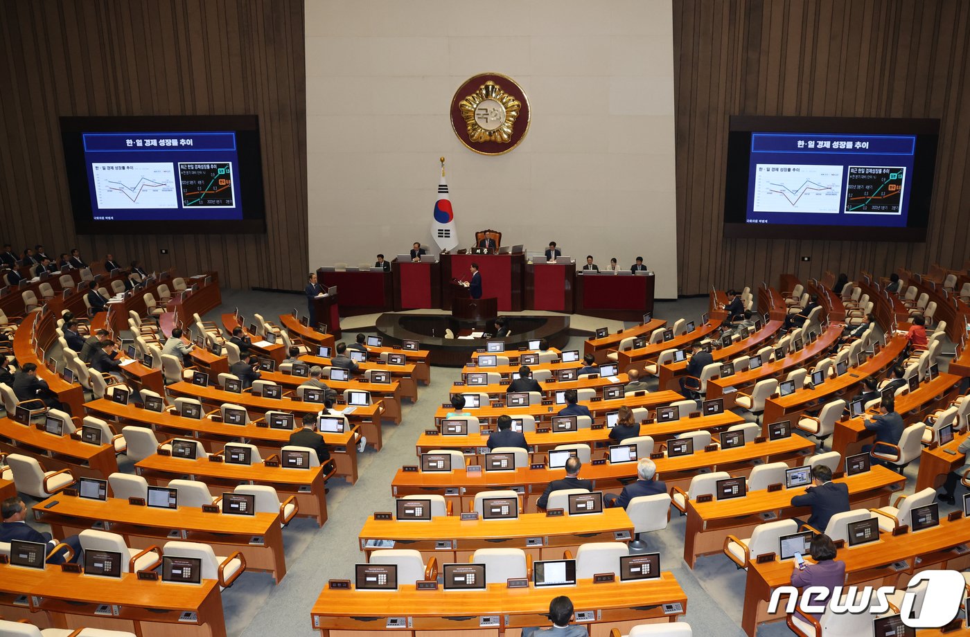 본문 이미지 - 박범계 더불어민주당 의원이 7일 오후 서울 여의도 국회에서 열린 경제분야 대정부질문에서 한덕수 총리에게 질의를 하고 있다. 2023.9.7/뉴스1 ⓒ News1 송원영 기자