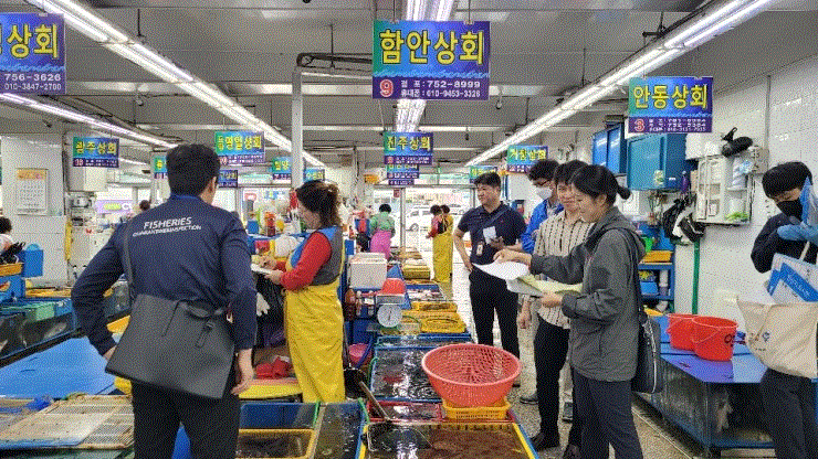 본문 이미지 - 수입수산물 원산지표시 2차 점검 현장.&#40;부산시청 제공&#41;