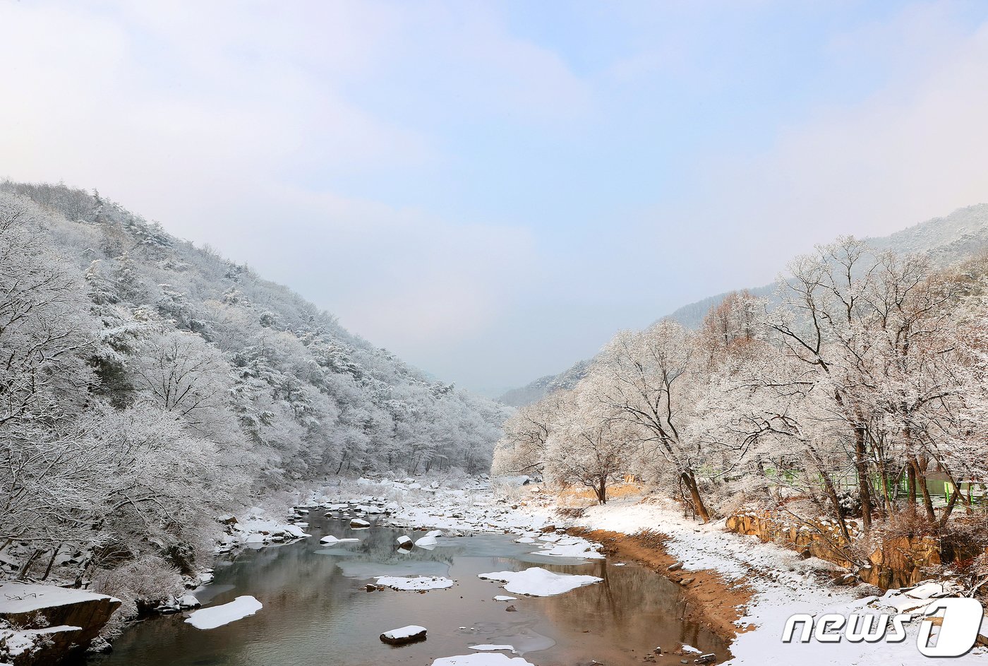 본문 이미지 - 괴산 화양계곡 설경.(괴산군 제공)/뉴스1 ⓒ News1 엄기찬 기자